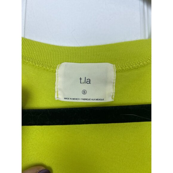T.La Babydoll Tunic Tee Top V Neck Flowy Women's S Chartreuse Green Short Sleeve - Picture 3 of 6